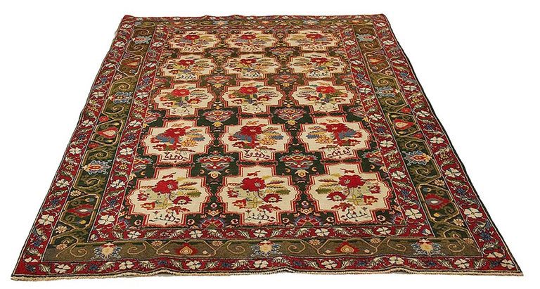 Indian Rug Design Red Antique Indian Rug with Red, Gold and Blue Floral Details For Sale at ...