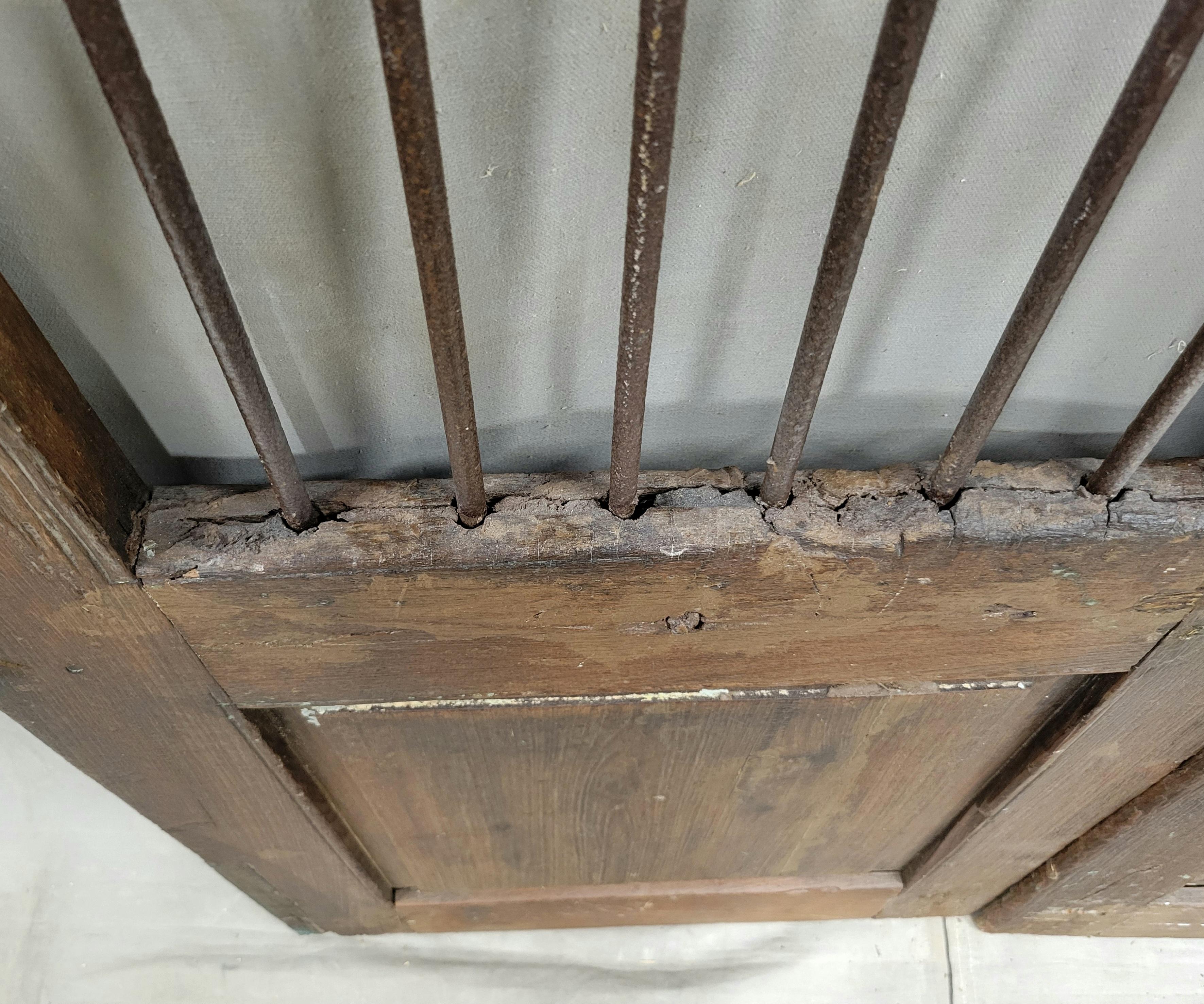 Antique Indian Rustic Teak and Iron Gates For Sale 5