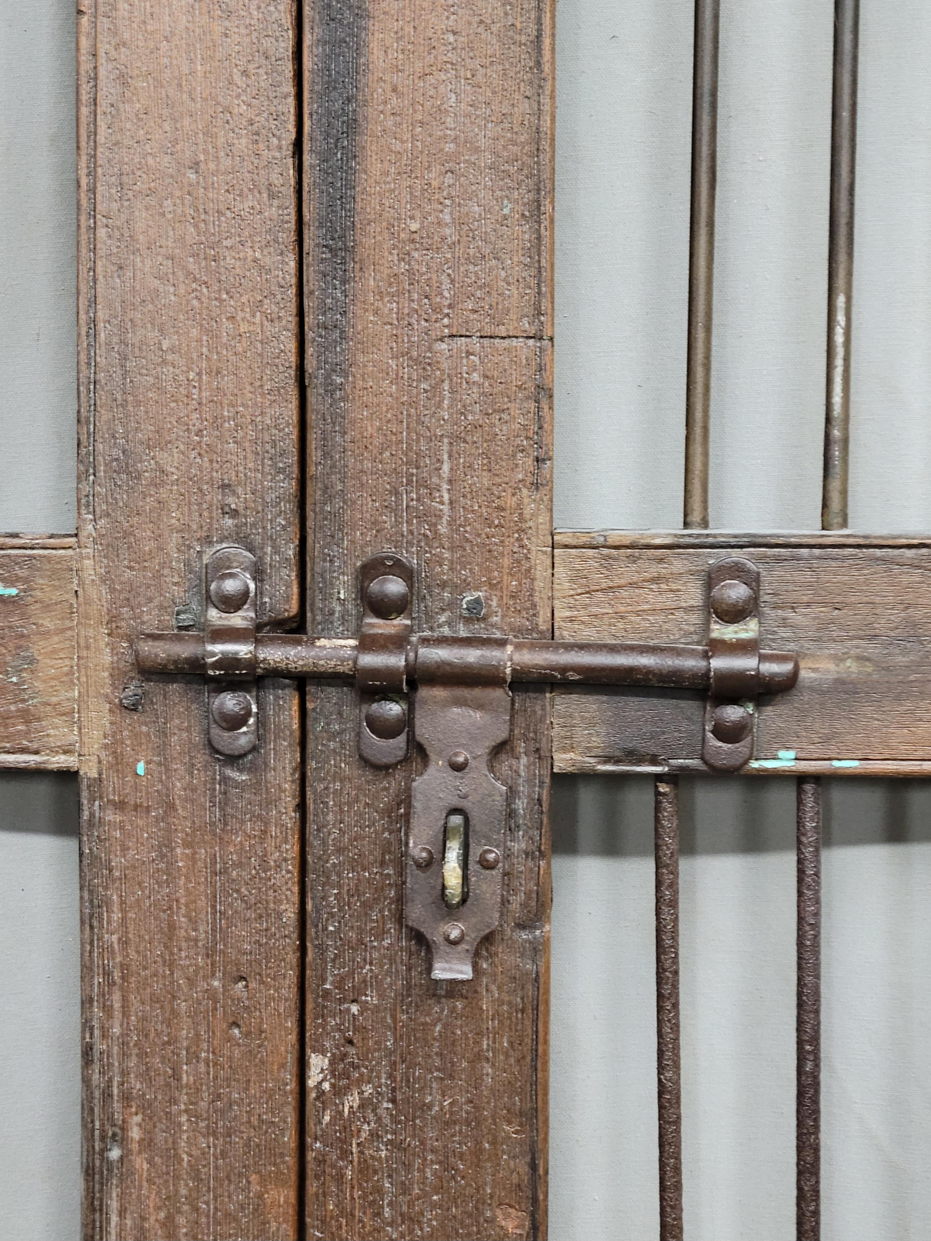 Antique Indian Rustic Teak and Iron Gates For Sale 1
