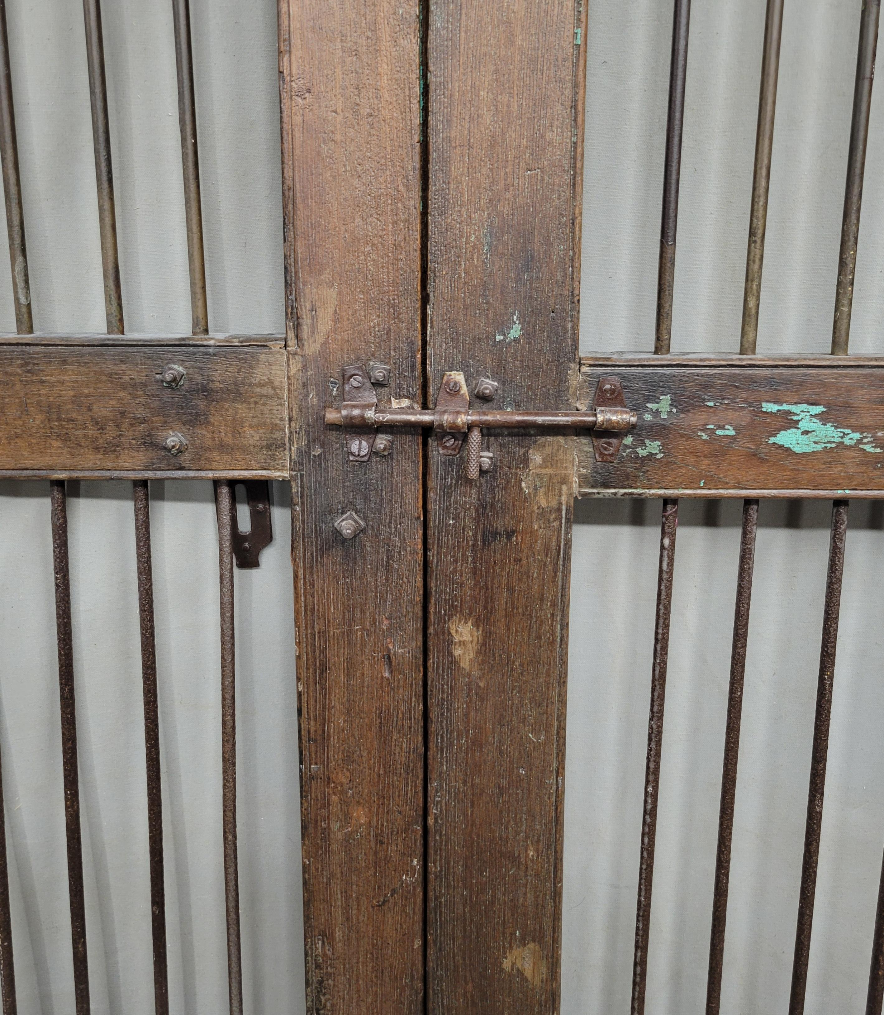 Antique Indian Rustic Teak and Iron Gates For Sale 2