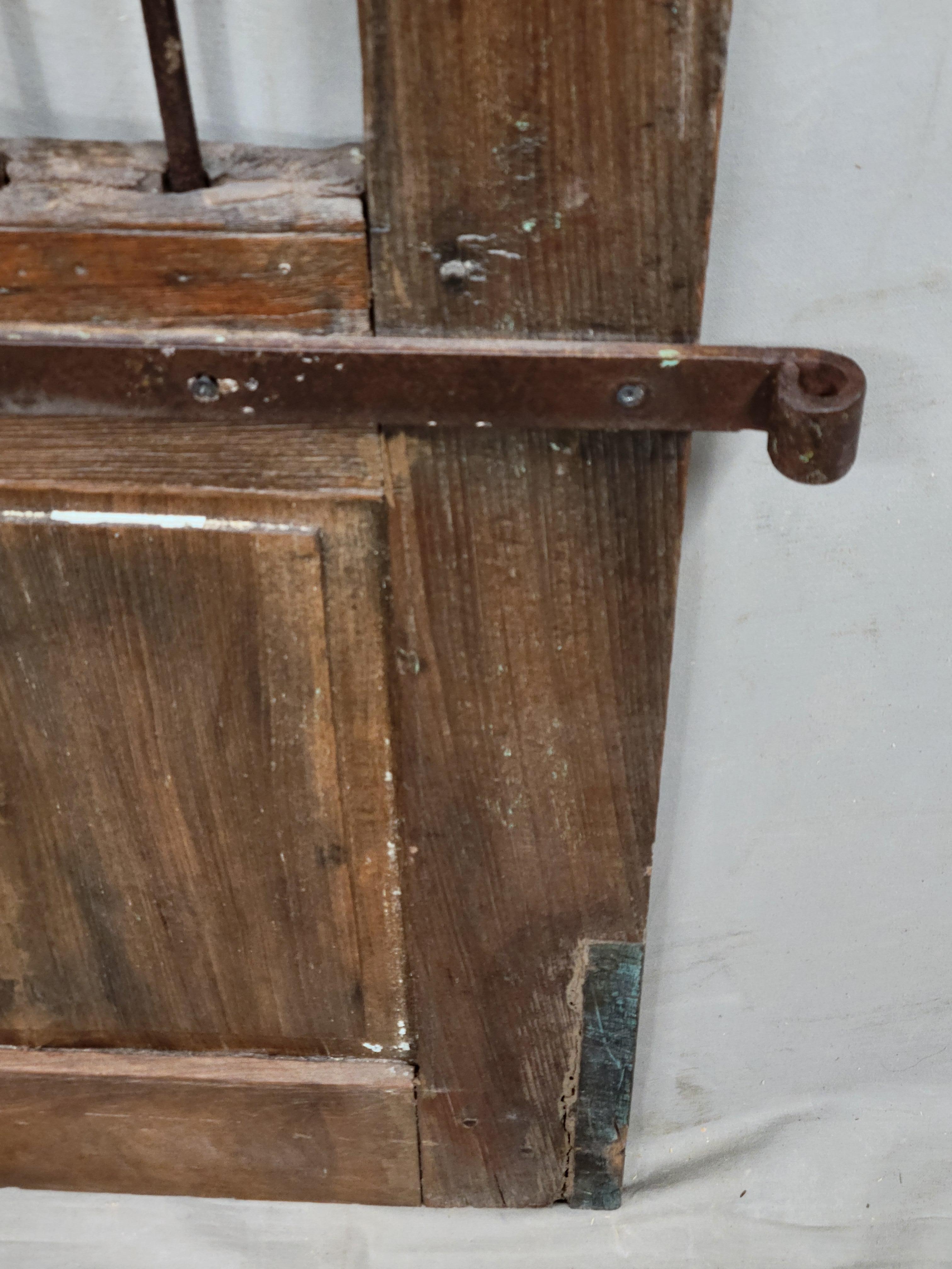 Antique Indian Rustic Teak and Iron Gates For Sale 4