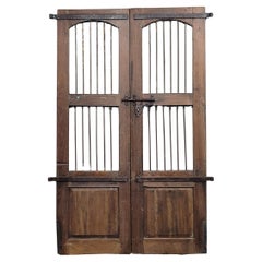 Antique Indian Rustic Teak and Iron Gates