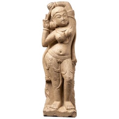 Antique Indian sandstone Surasundari statue from India