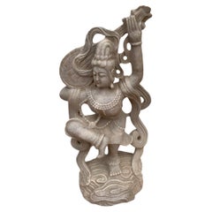 Antique Indian Saraswati Godess Indoor/Outdoor Stone Sculpture