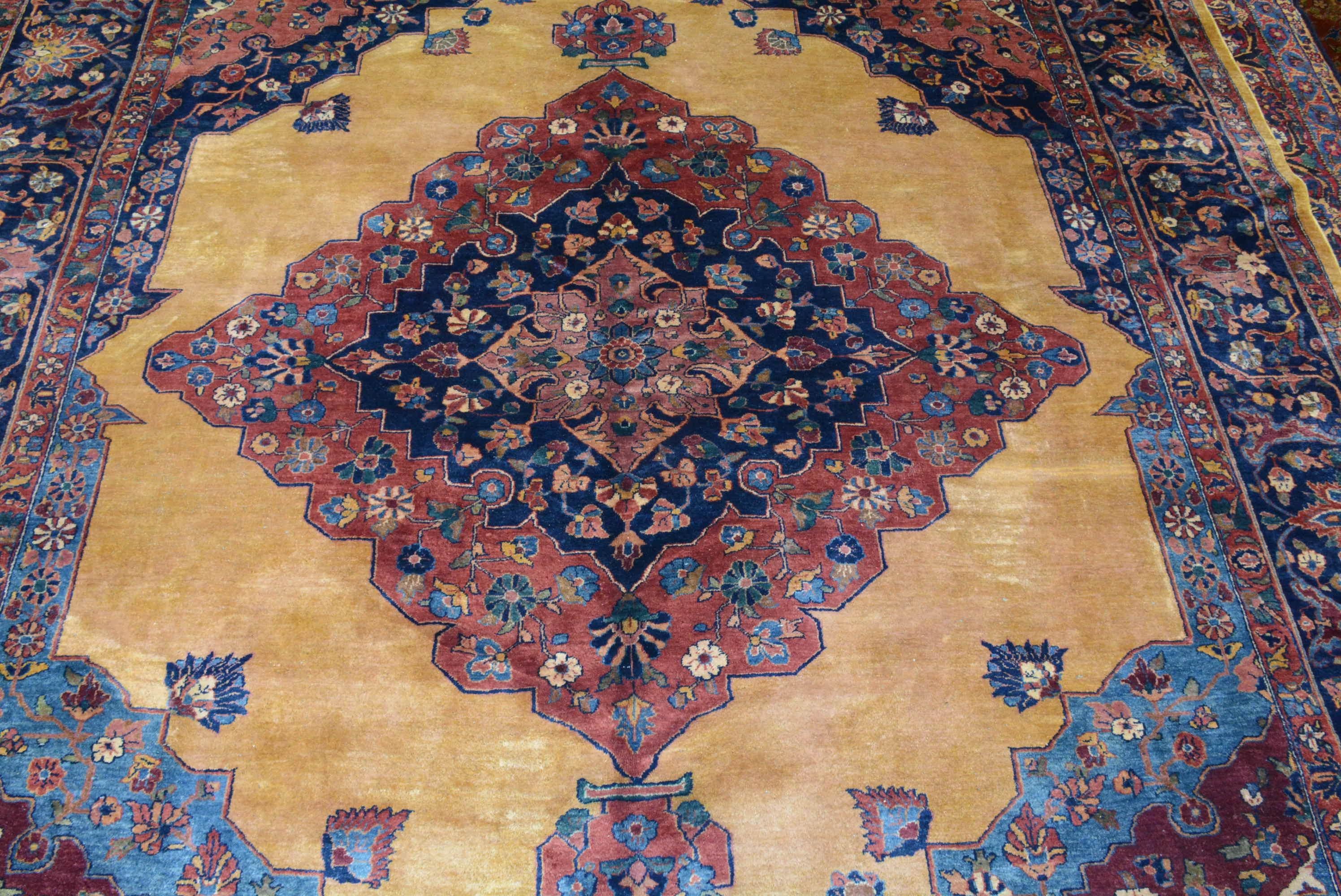 Kashan Antique Indian Sharistan Carpet For Sale