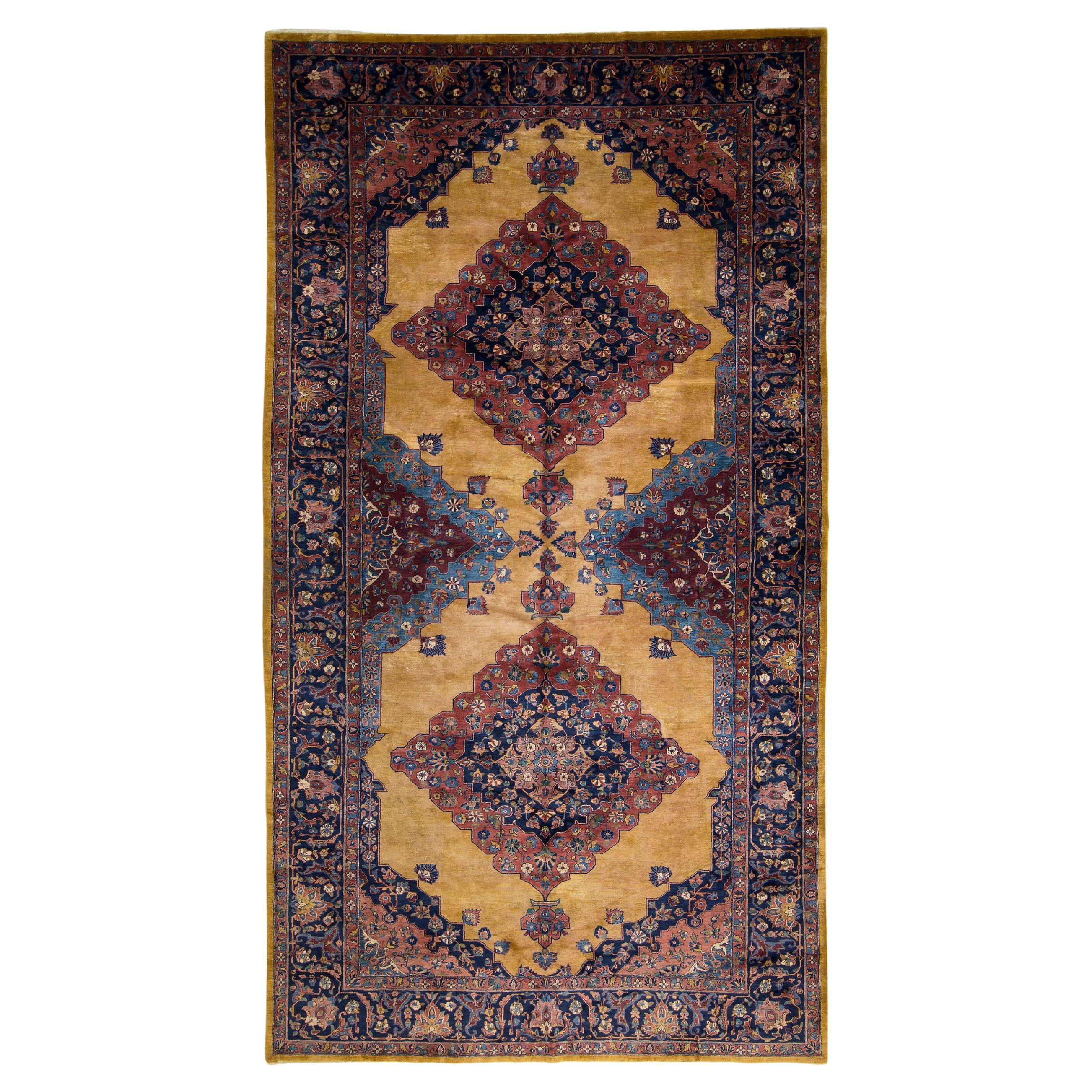 Antique Indian Sharistan Carpet For Sale