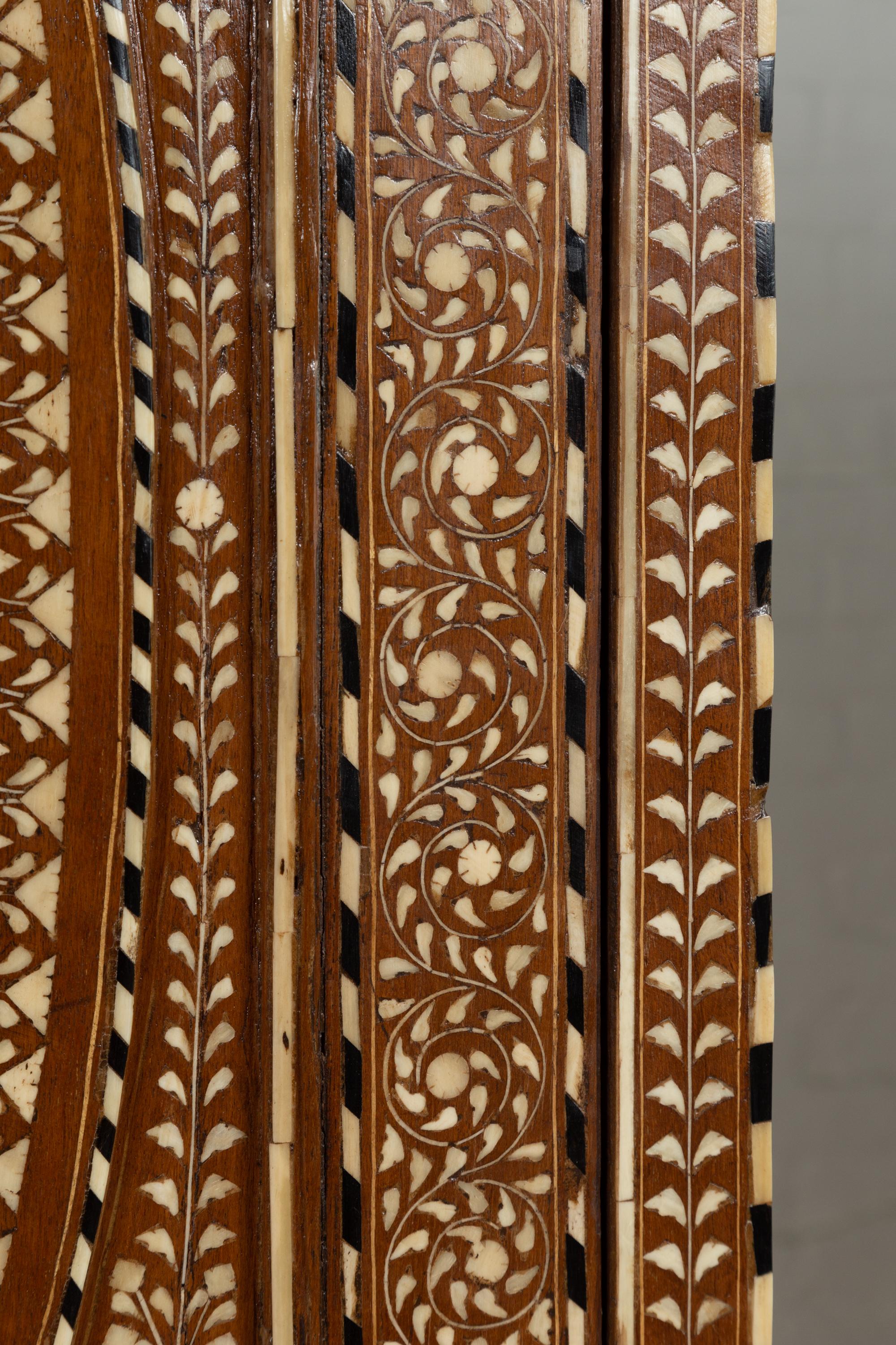 Antique Indian Sheesham and Bone Inlaid Wardrobe Cabinet with Ebonized Accents 4