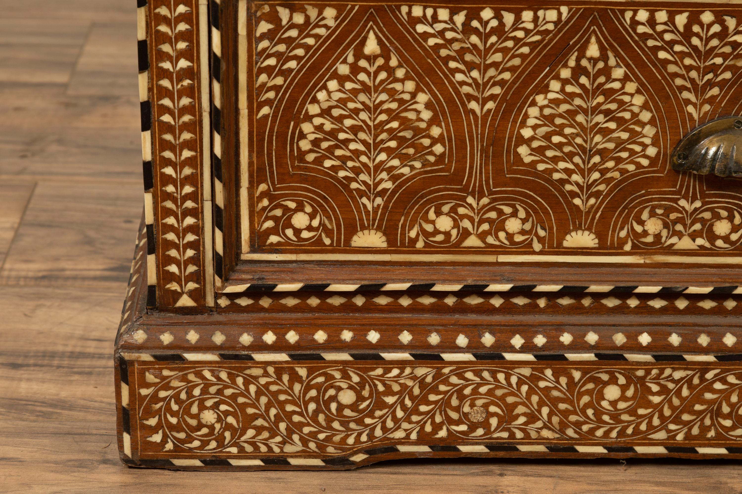 Antique Indian Sheesham and Bone Inlaid Wardrobe Cabinet with Ebonized Accents 3