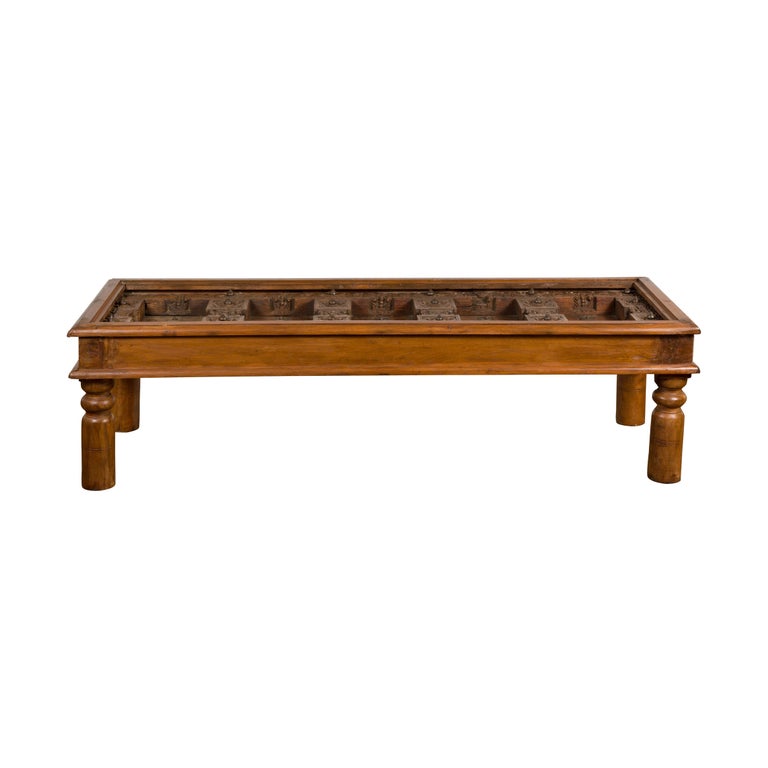 Antique Indian Sheesham Wood and Iron Exterior Door Made into a Coffee  Table For Sale at 1stDibs