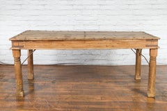 Antique Indian Sheesham Wood Palace Door Dining Table with Iron Accents