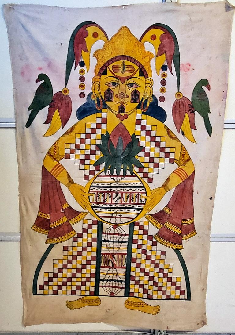 Anglo-Indian Antique Indian Shiva Cotton Tapestry For Sale