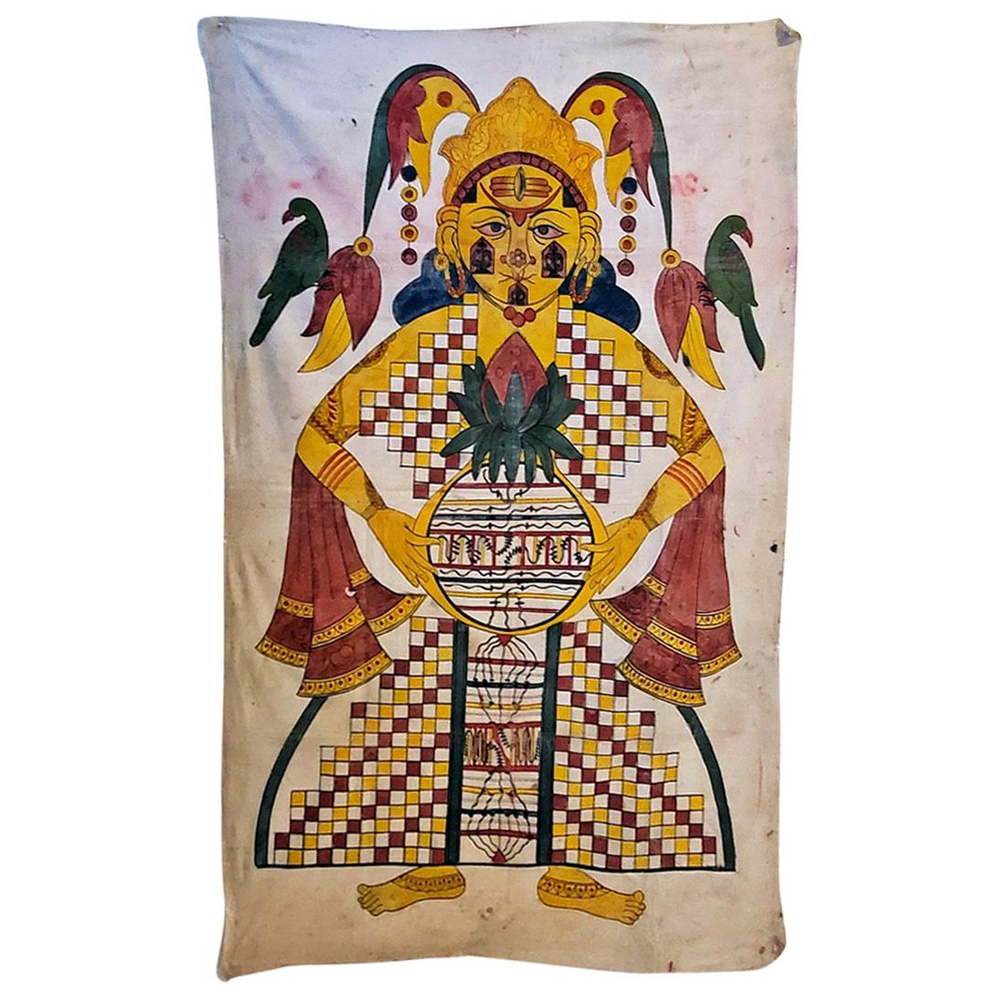 Antique Indian Shiva Cotton Tapestry
