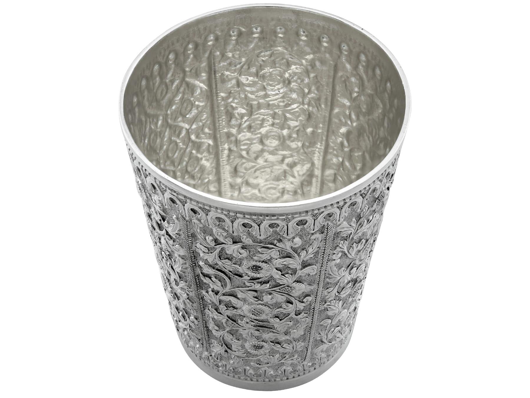 19th Century Antique Indian Silver Beaker For Sale