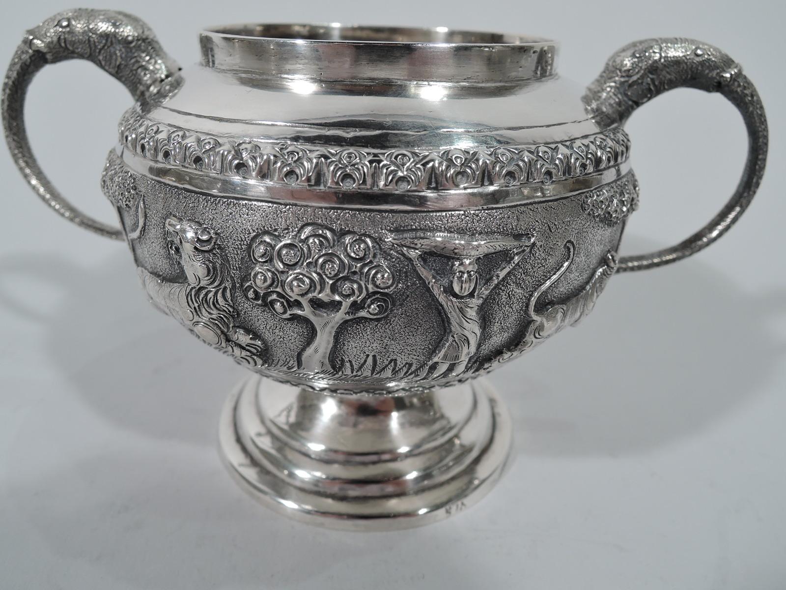 Antique Indian Silver Beast and Man Tea Set 4