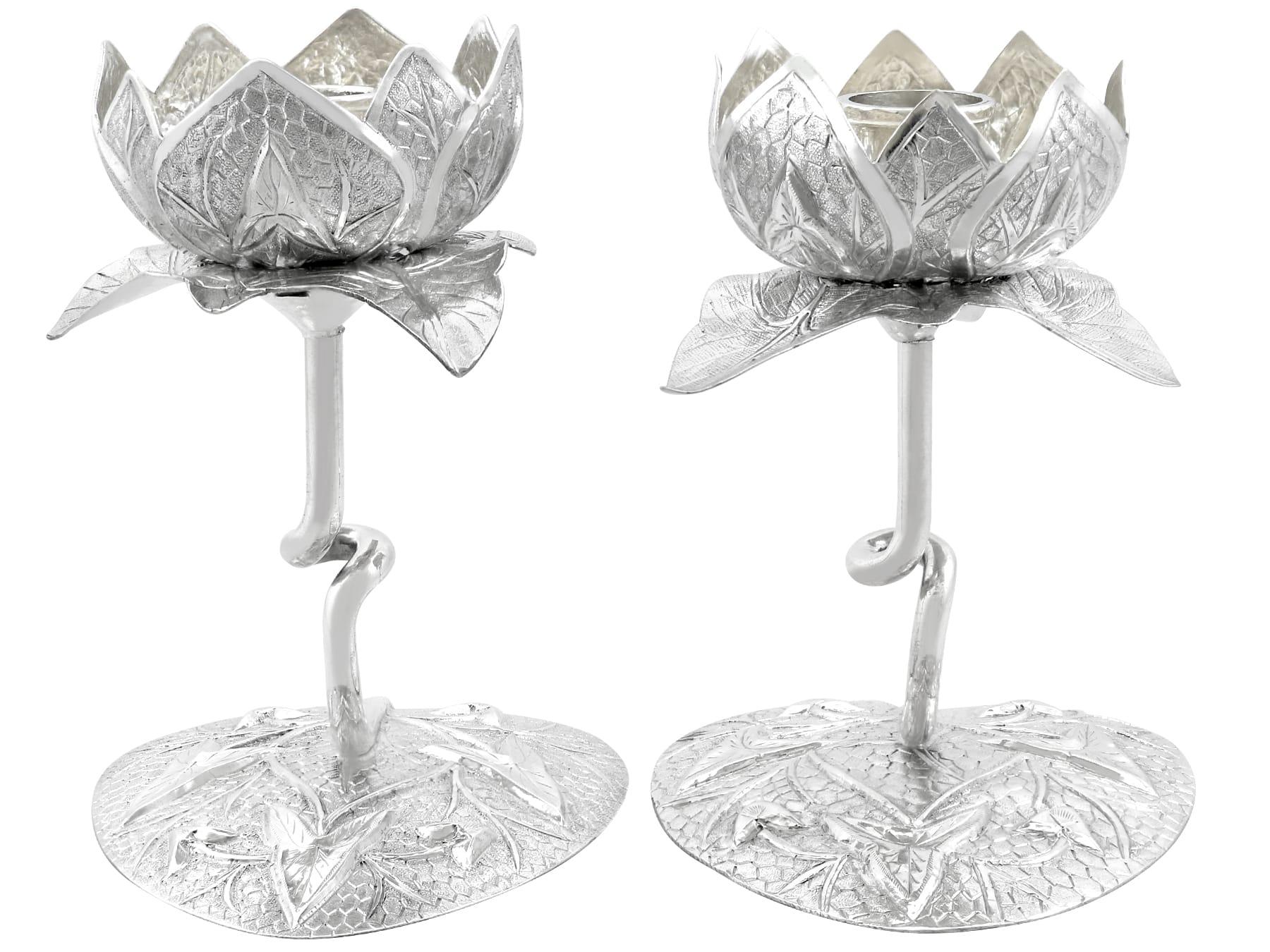 Early 20th Century Antique Indian Silver Candle Holders For Sale