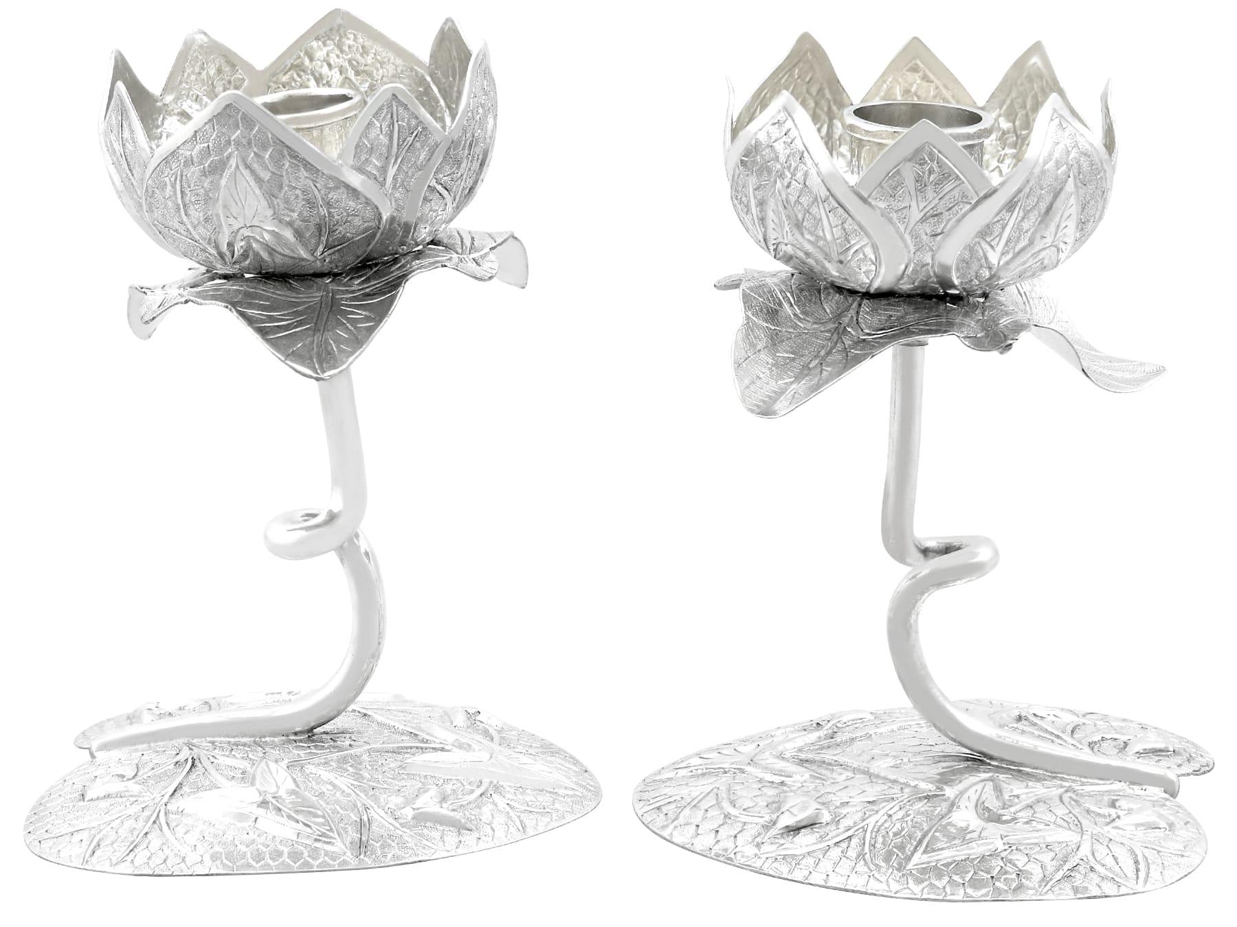 Antique Indian Silver Candle Holders For Sale 1