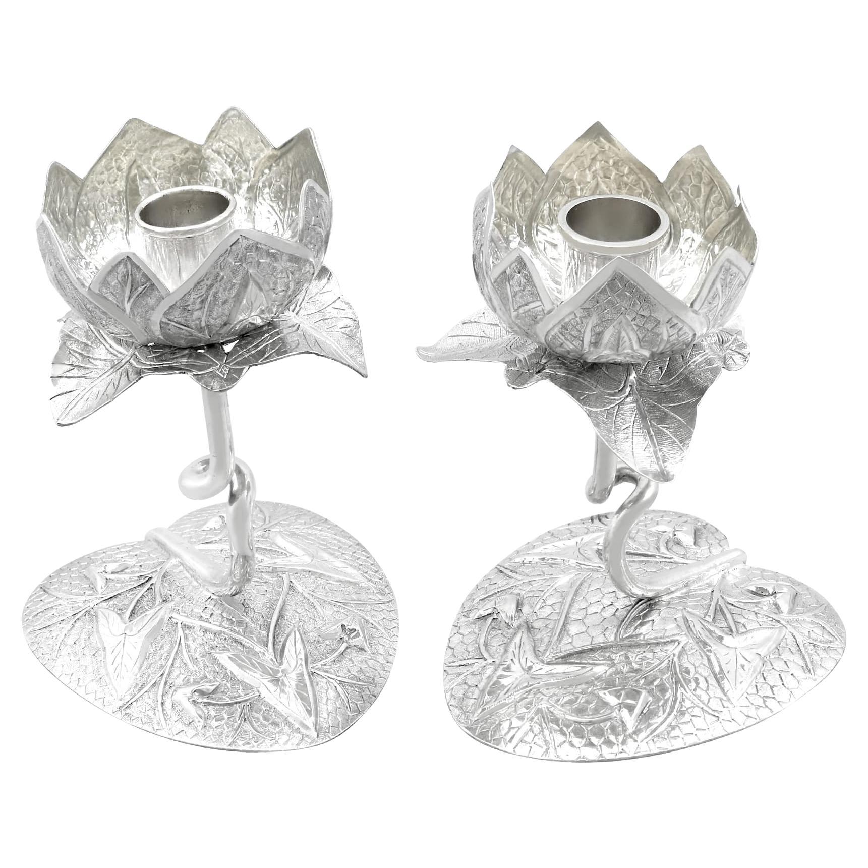 Antique Indian Silver Candle Holders For Sale