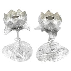 Antique Indian Silver Candle Holders