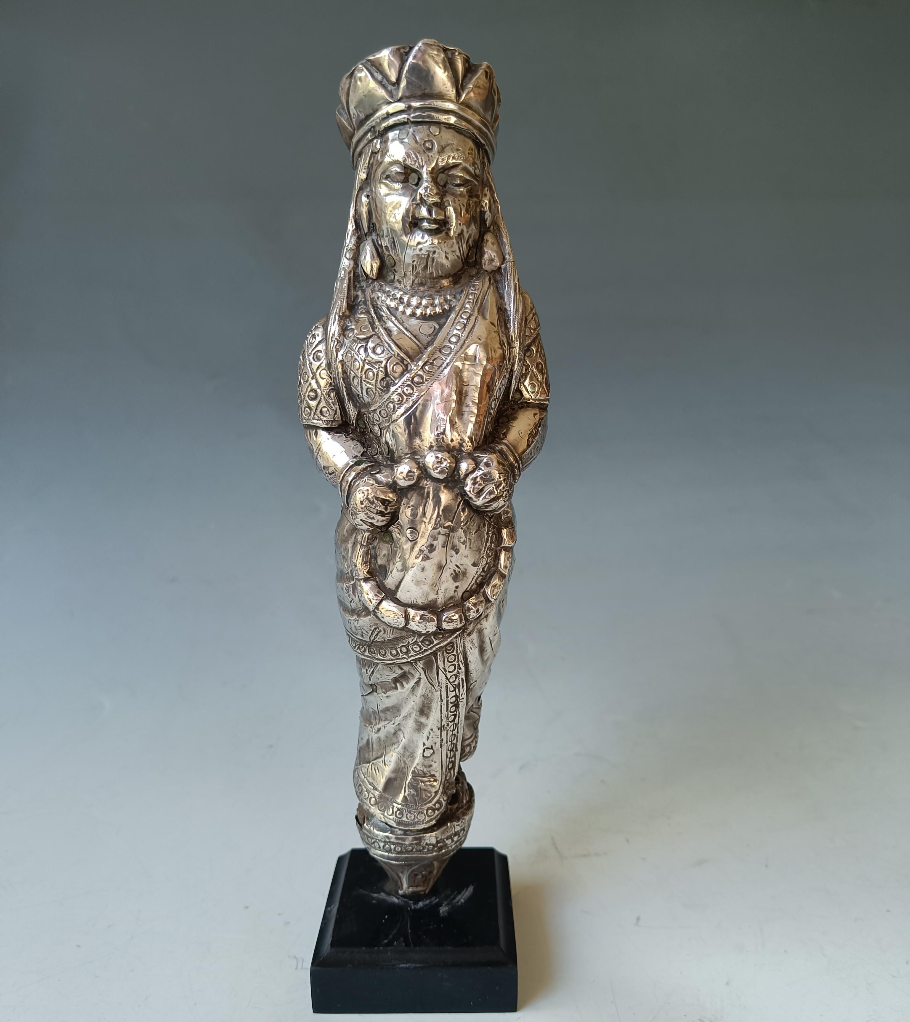 Hand-Crafted Rare Antique Indian Silver-Clad Votive Figures  19th Century  Asian Art For Sale