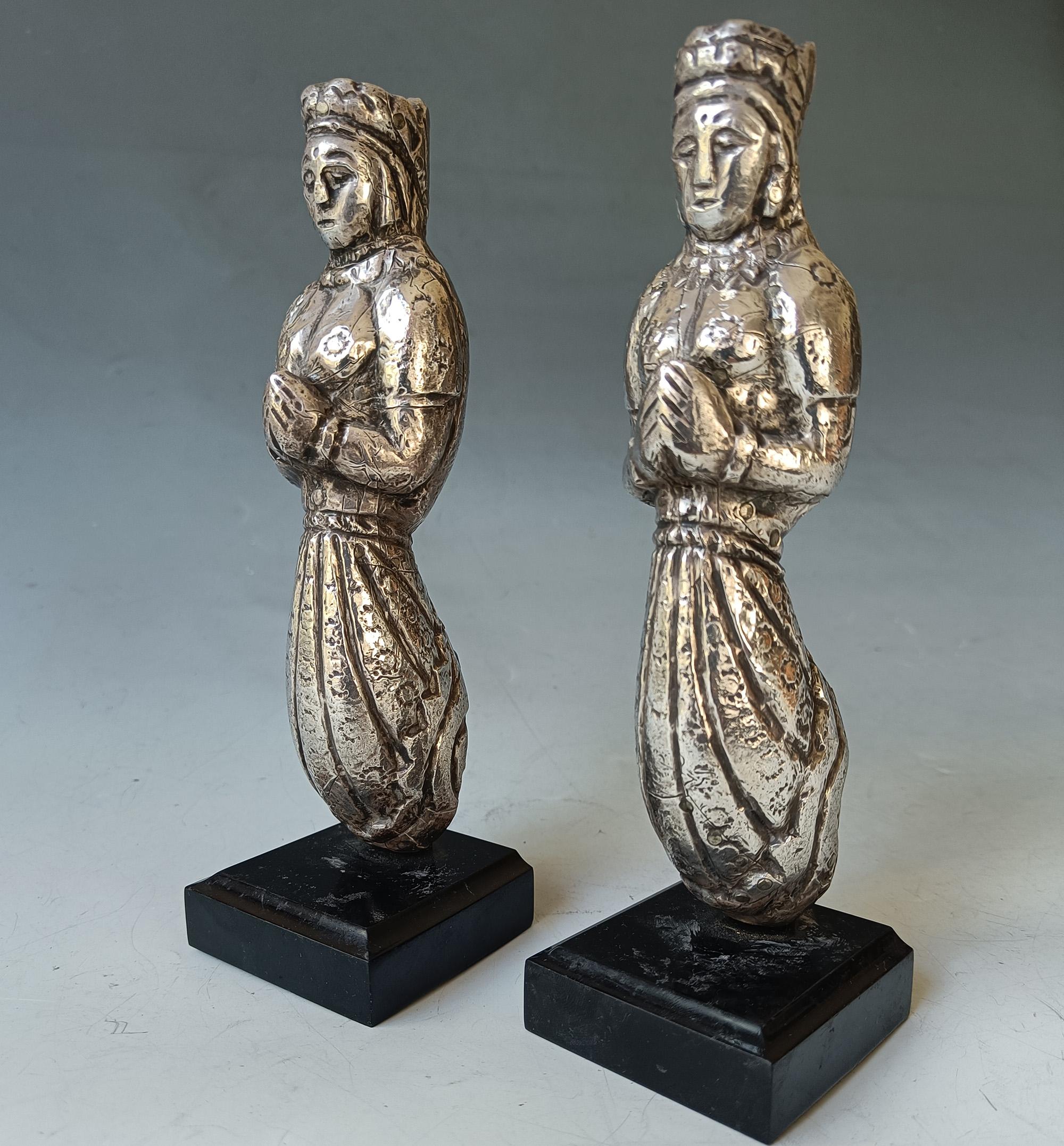 Rare Antique Indian Silver-Clad Votive Figures  19th Century  Asian Art For Sale 2