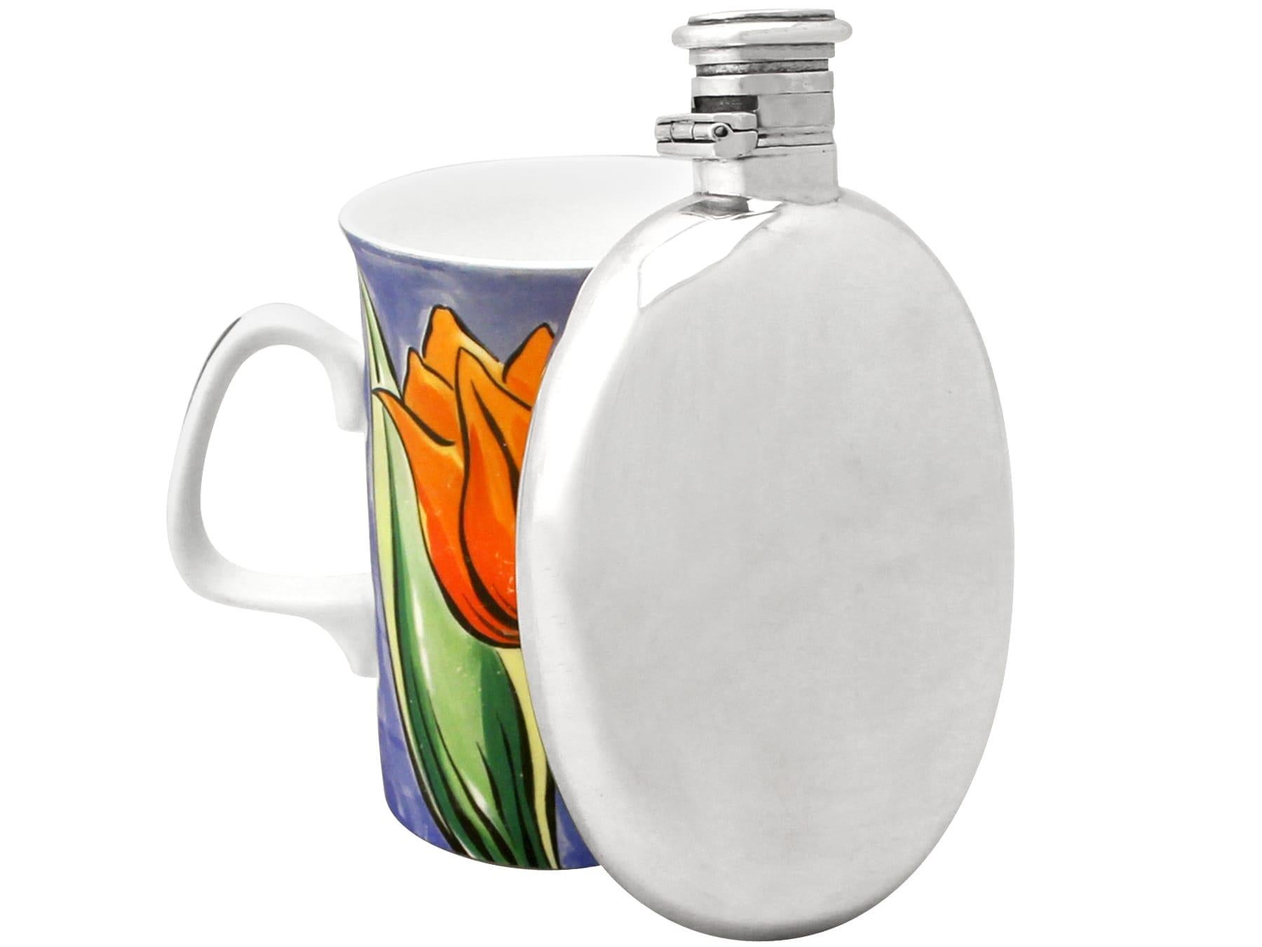 Antique Indian Silver Hip Flask with Leather Case For Sale 2