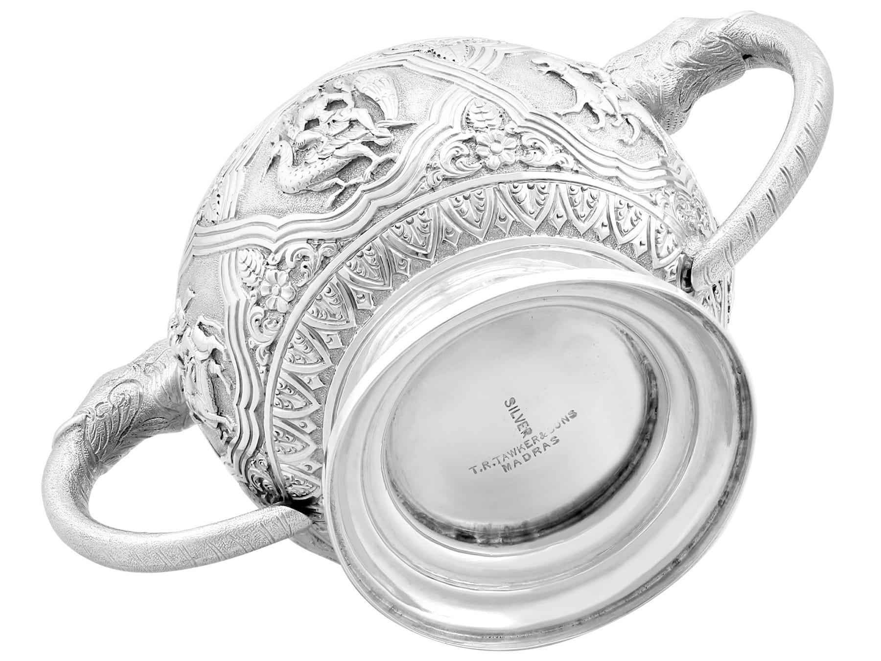 Antique Indian Silver Sugar Bowl, Circa 1900 For Sale 4