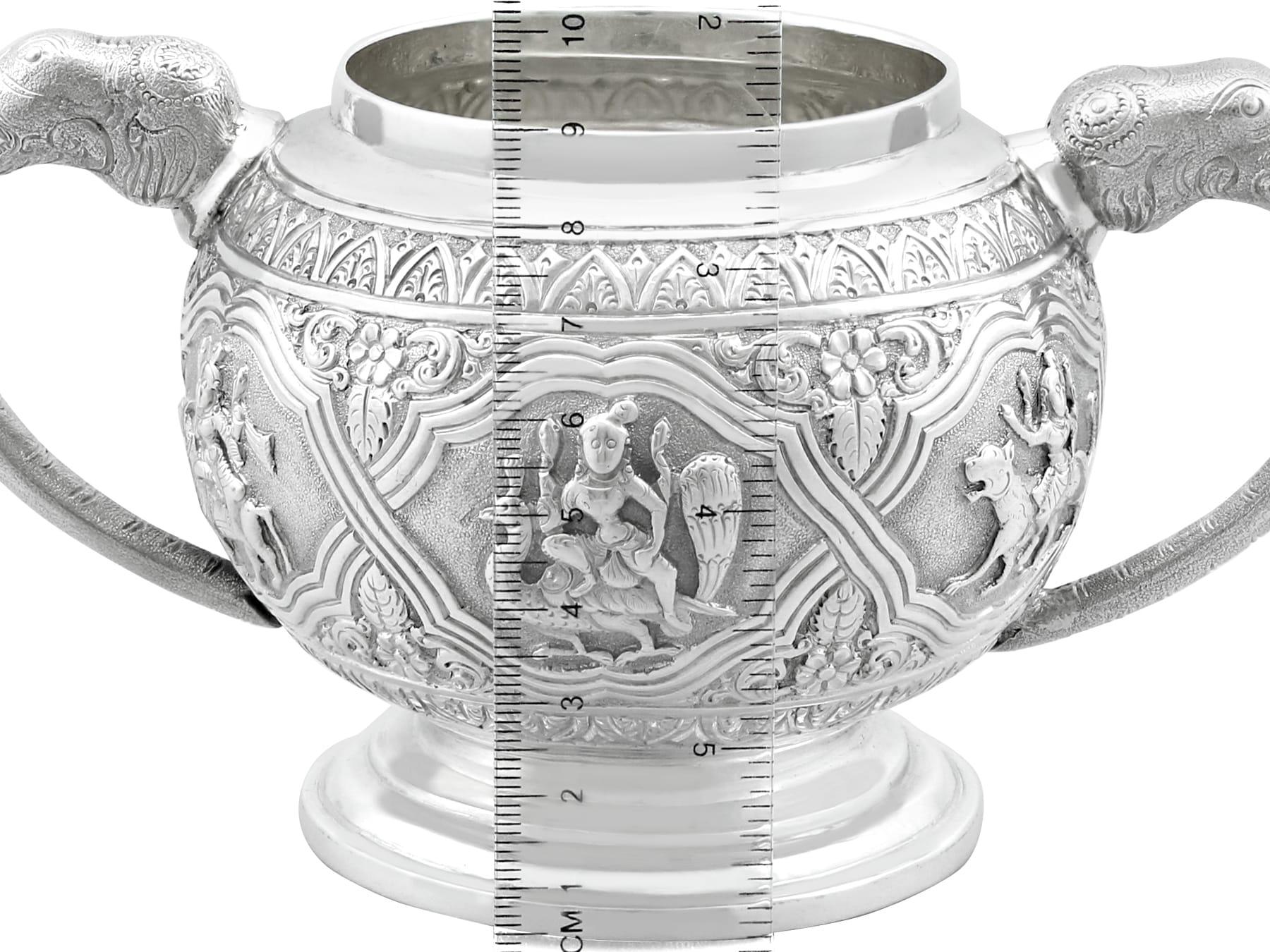 Antique Indian Silver Sugar Bowl, Circa 1900 For Sale 5