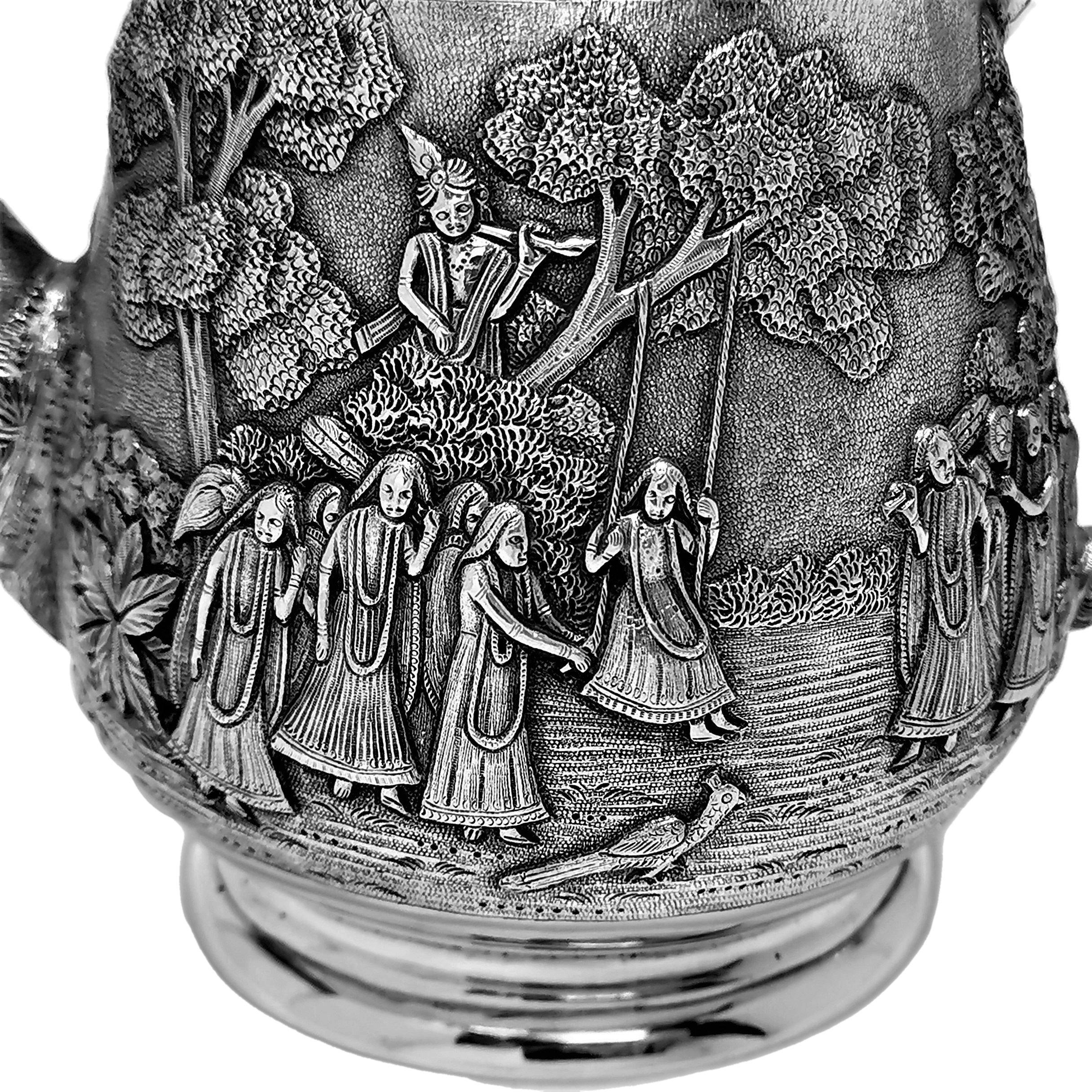 Antique Indian Silver Tea Pot Bachelors Teapot c. 1890 Bhowanipore, Calcutta In Good Condition In London, GB
