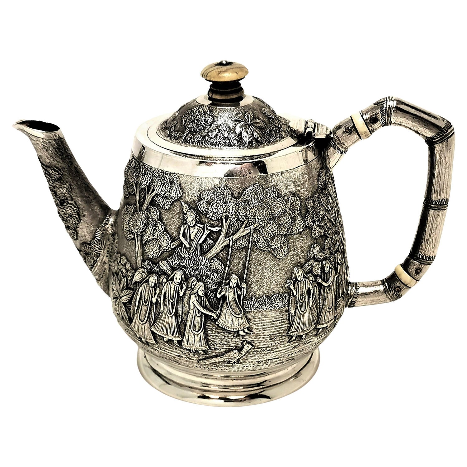 Antique Indian Silver Tea Pot Bachelors Teapot c. 1890 Bhowanipore, Calcutta