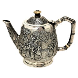 Antique Indian Silver Tea Pot Bachelors Teapot c. 1890 Bhowanipore, Calcutta