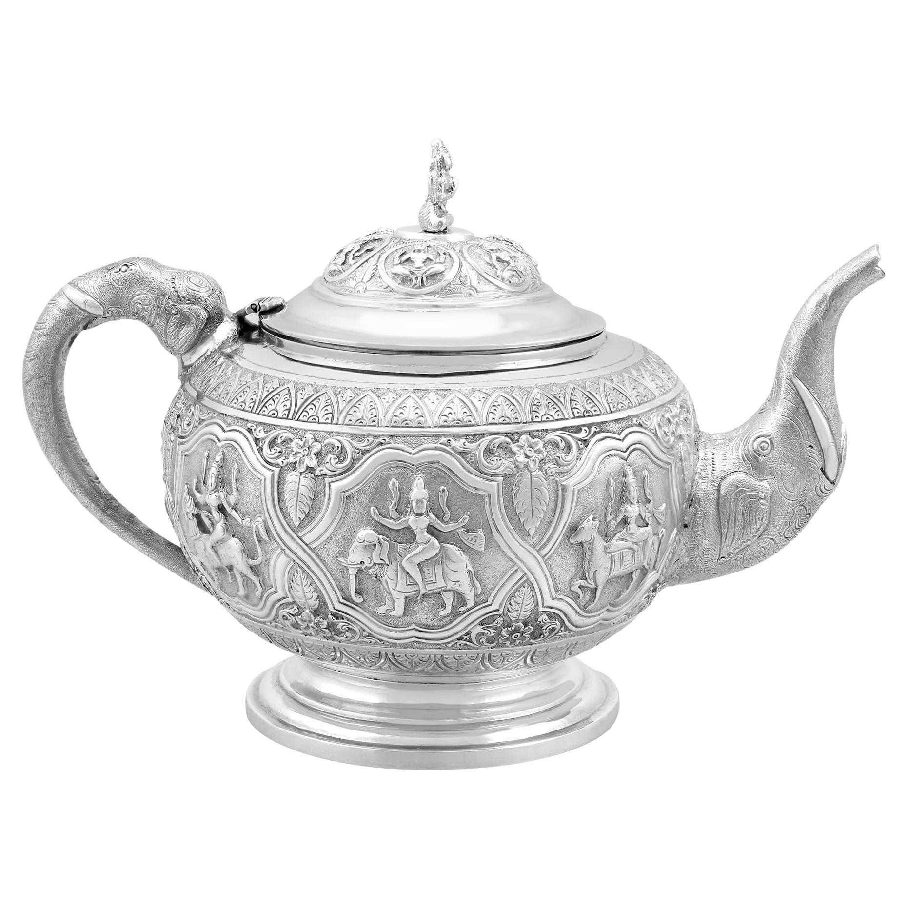 Antique Indian Silver Teapot For Sale