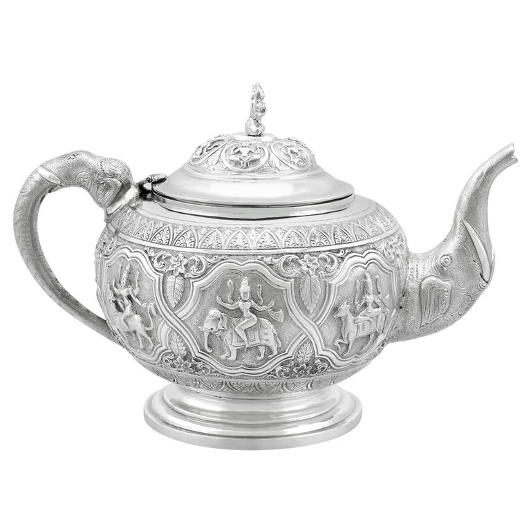 Antique Indian Silver Teapot For Sale at 1stDibs