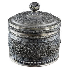 Antique Thai silver unusual betel box.