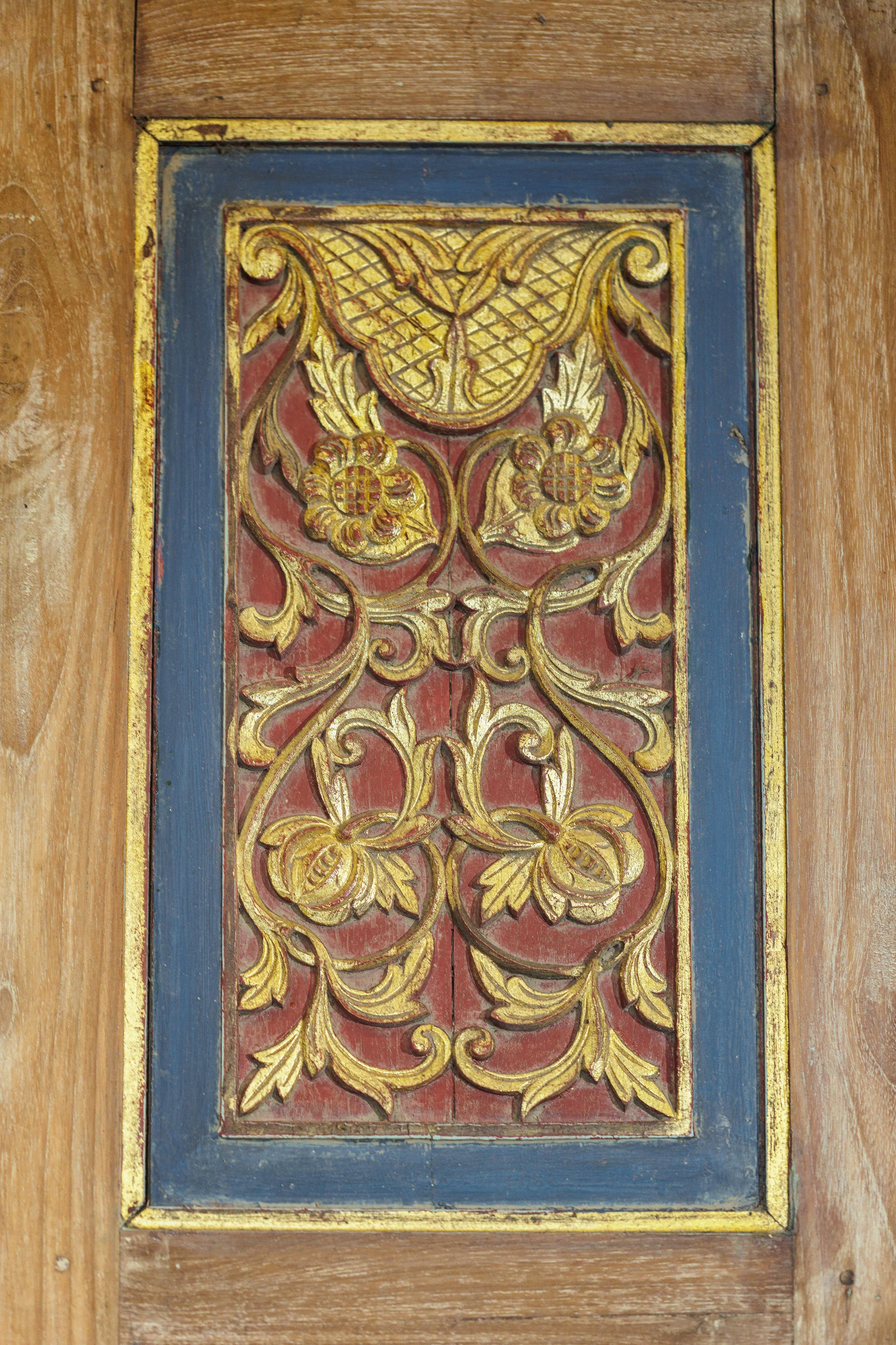 Antique Indian Six-Panel Carved Wooden Screen with Calligraphic Inscriptions For Sale 13