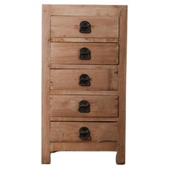 Antique Indian Solid Wood Chest of Drawers with Metal Hardware