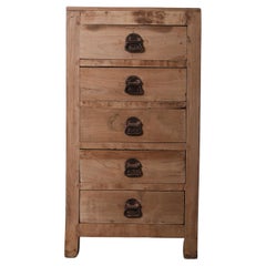 Antique Indian Solid Wood Chest of Drawers with Metal Hardware