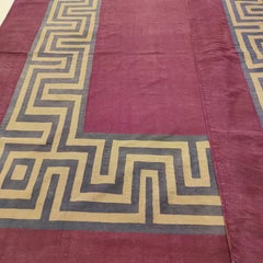 Antique Indian Square Cotton Dhurrie with Geometric Border, Circa 1900