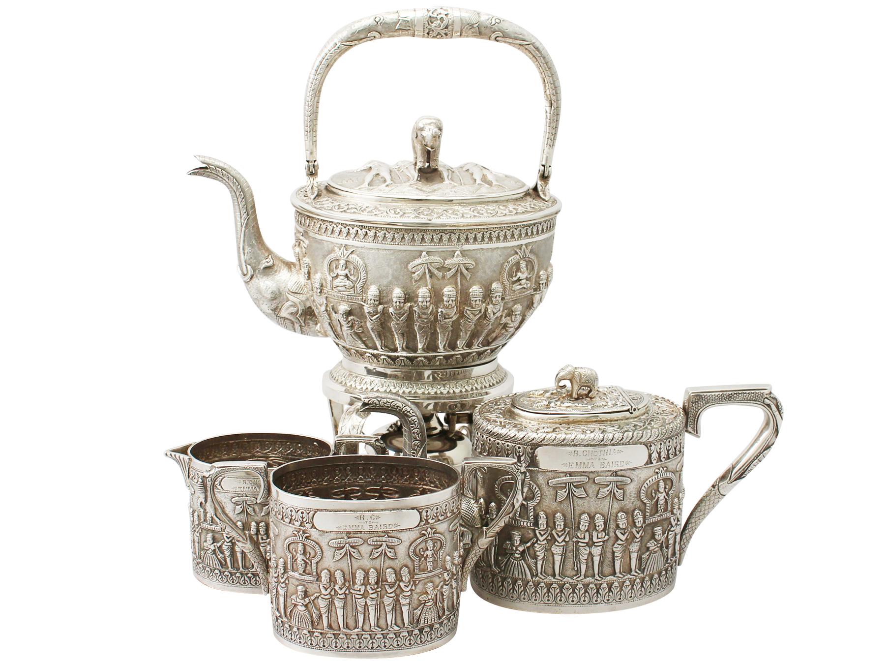 Antique Indian Sterling Silver 4Piece Tea Service at 1stDibs indian