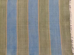 Antique Indian Striped Cotton Dhurrie in Teal Green and Light Blue