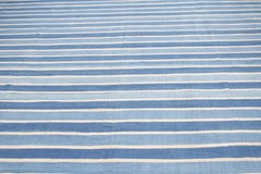 Antique Indian Striped Cotton Dhurrie in Two Shades of Indigo Blue