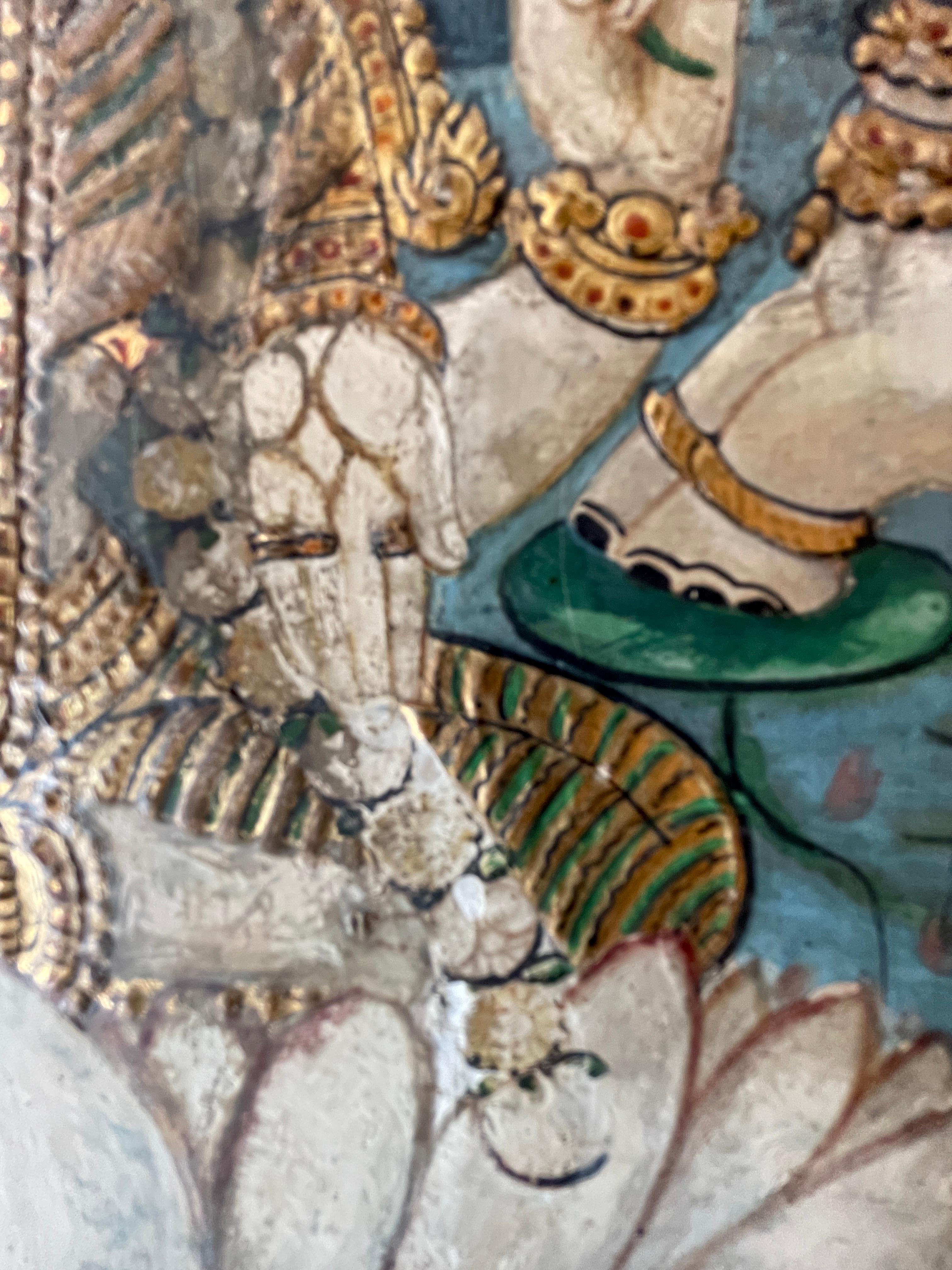 Antique Indian Tanjore Goddess  Laxmi Painting For Sale 3