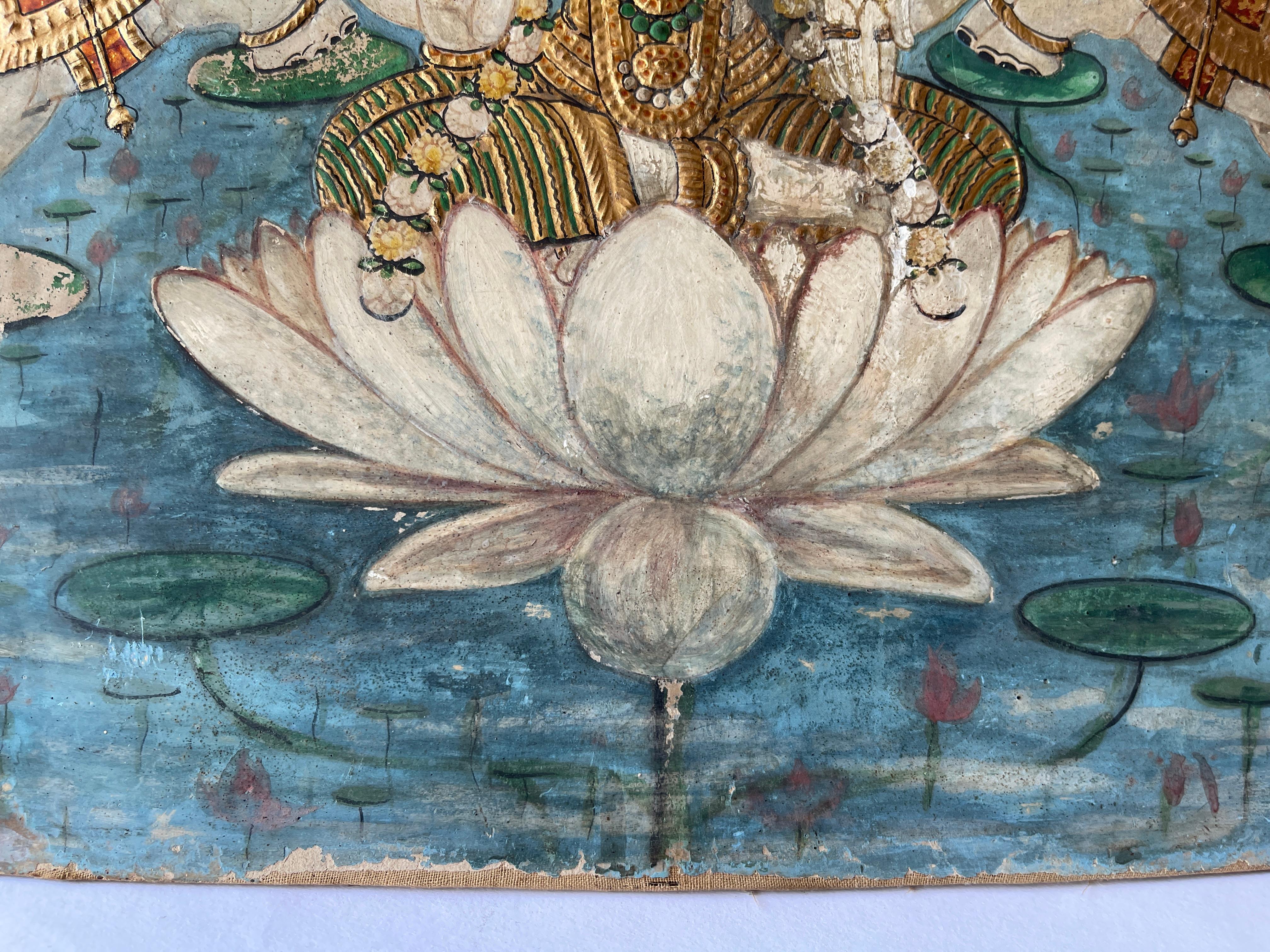 Antique Indian Tanjore Goddess  Laxmi Painting For Sale 7