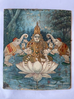Antique Indian Tanjore Goddess  Laxmi Painting