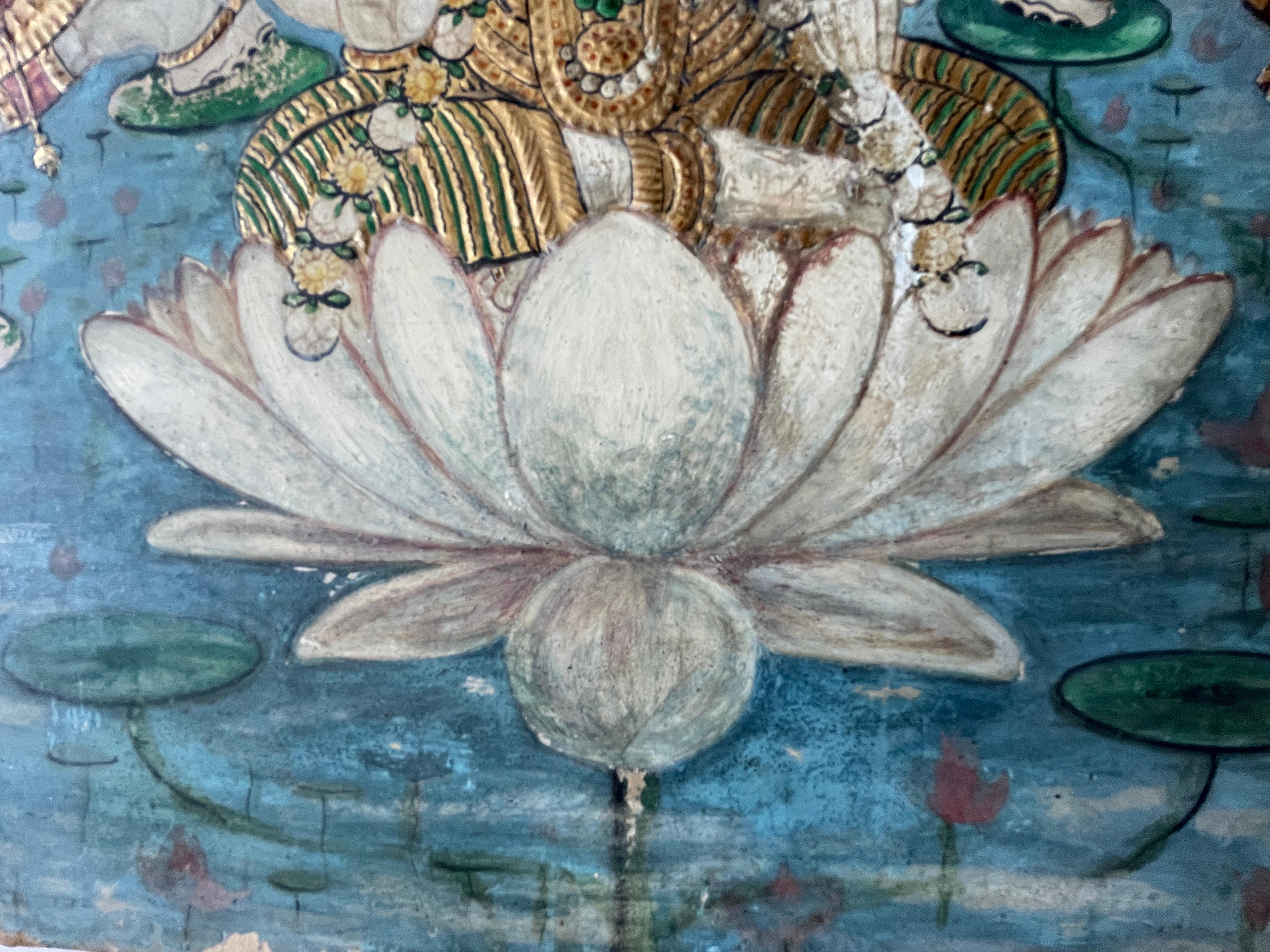 Antique Indian Tanjore Goddess  Laxmi Painting For Sale 2