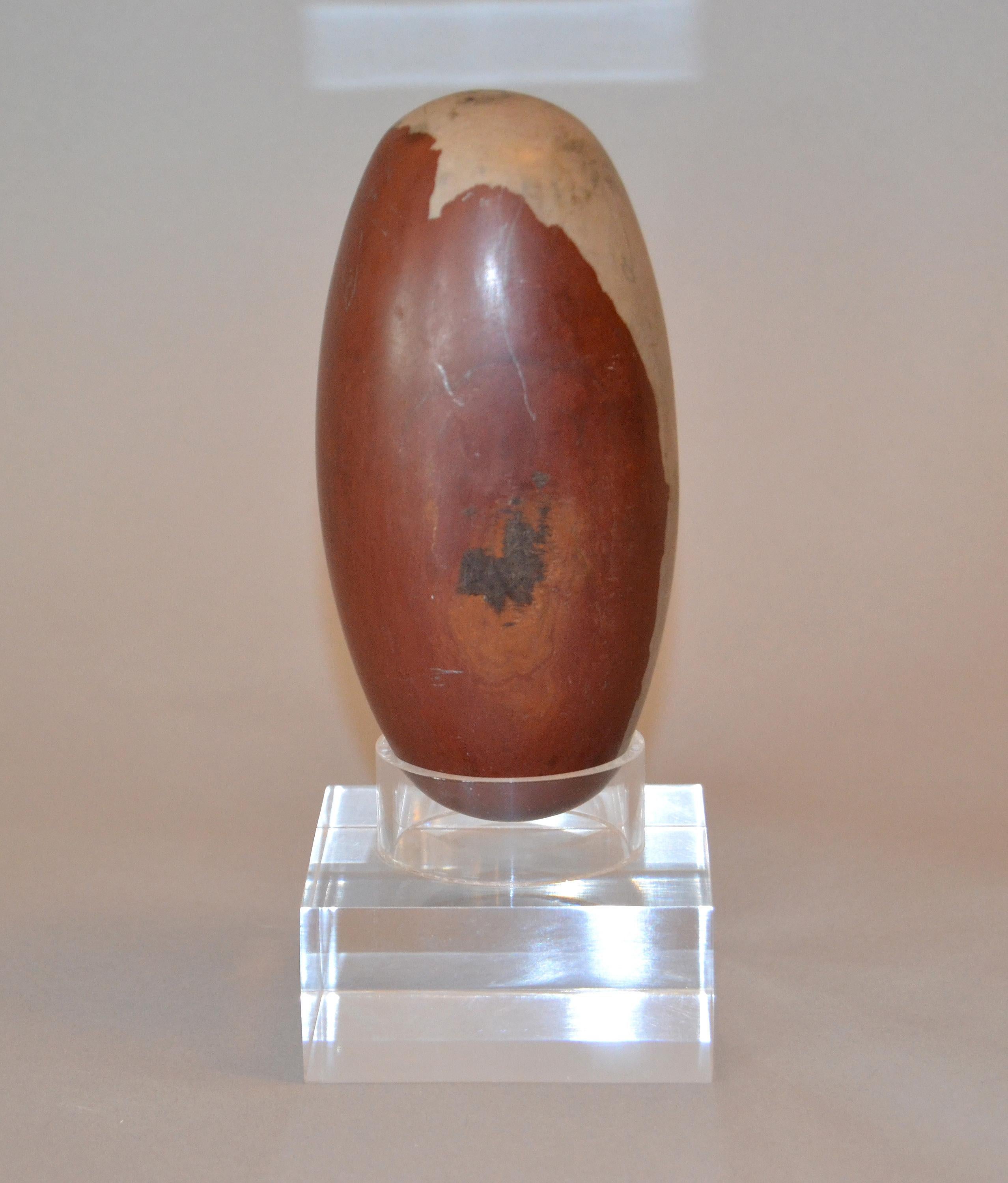Antique Indian Tantric Shiva Lingam Stone on a Clear Lucite Stand For Sale 3