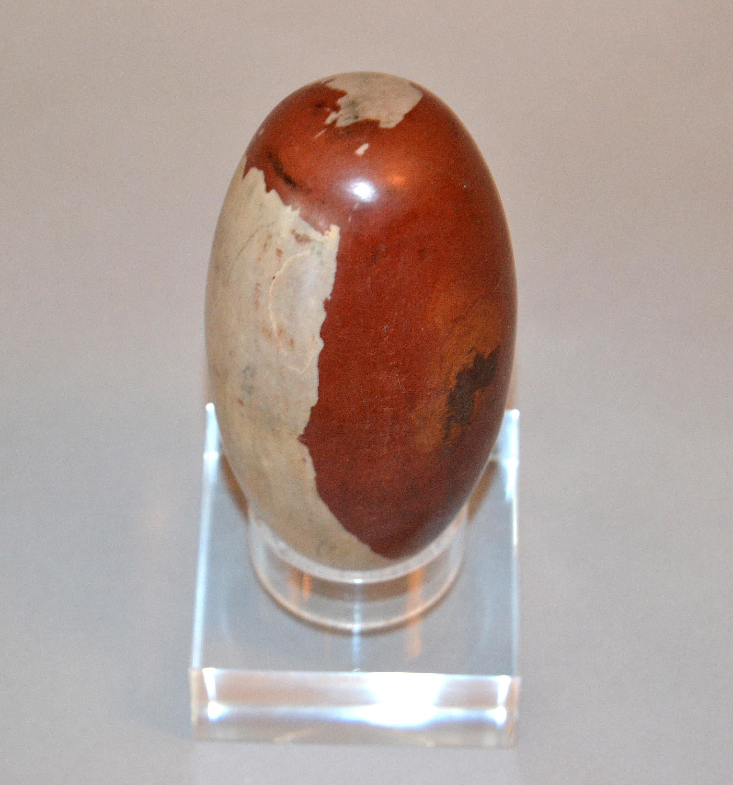 19th Century Antique Indian Tantric Shiva Lingam Stone on a Clear Lucite Stand