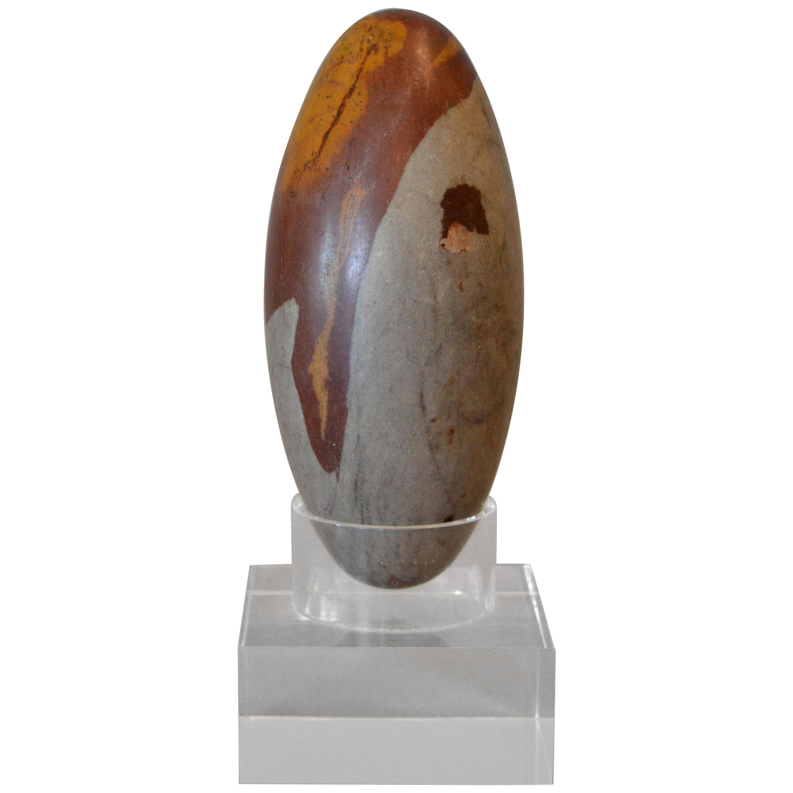 Antique Indian Tantric Shiva Lingam Stone on a Clear Lucite Stand