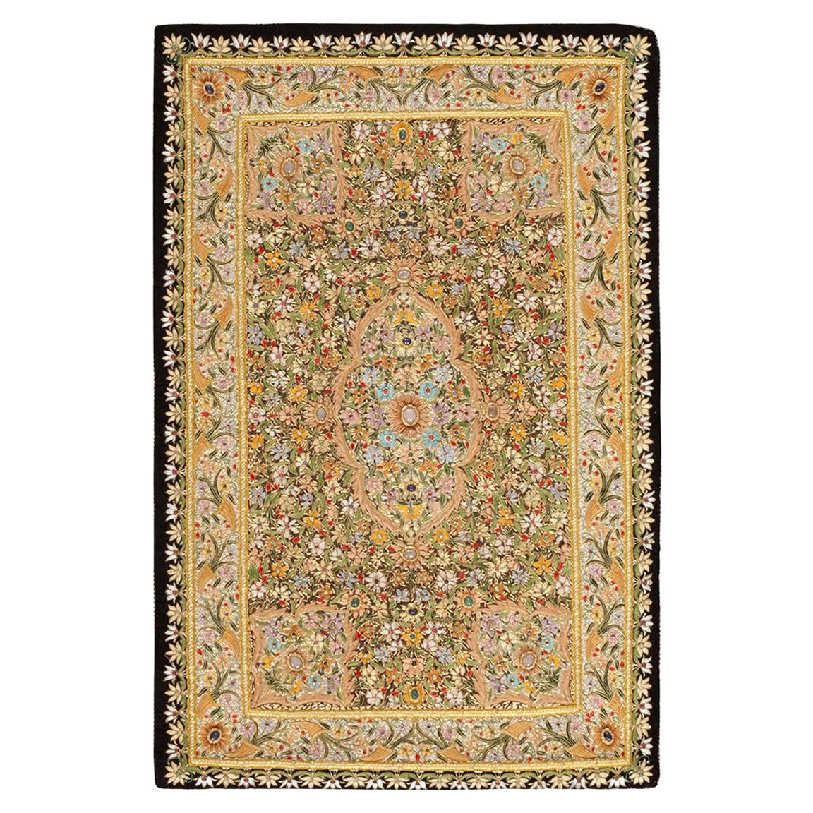 Antique Indian Tapestry Gem Stone Rug. 2 ft 6 in x 4 ft For Sale