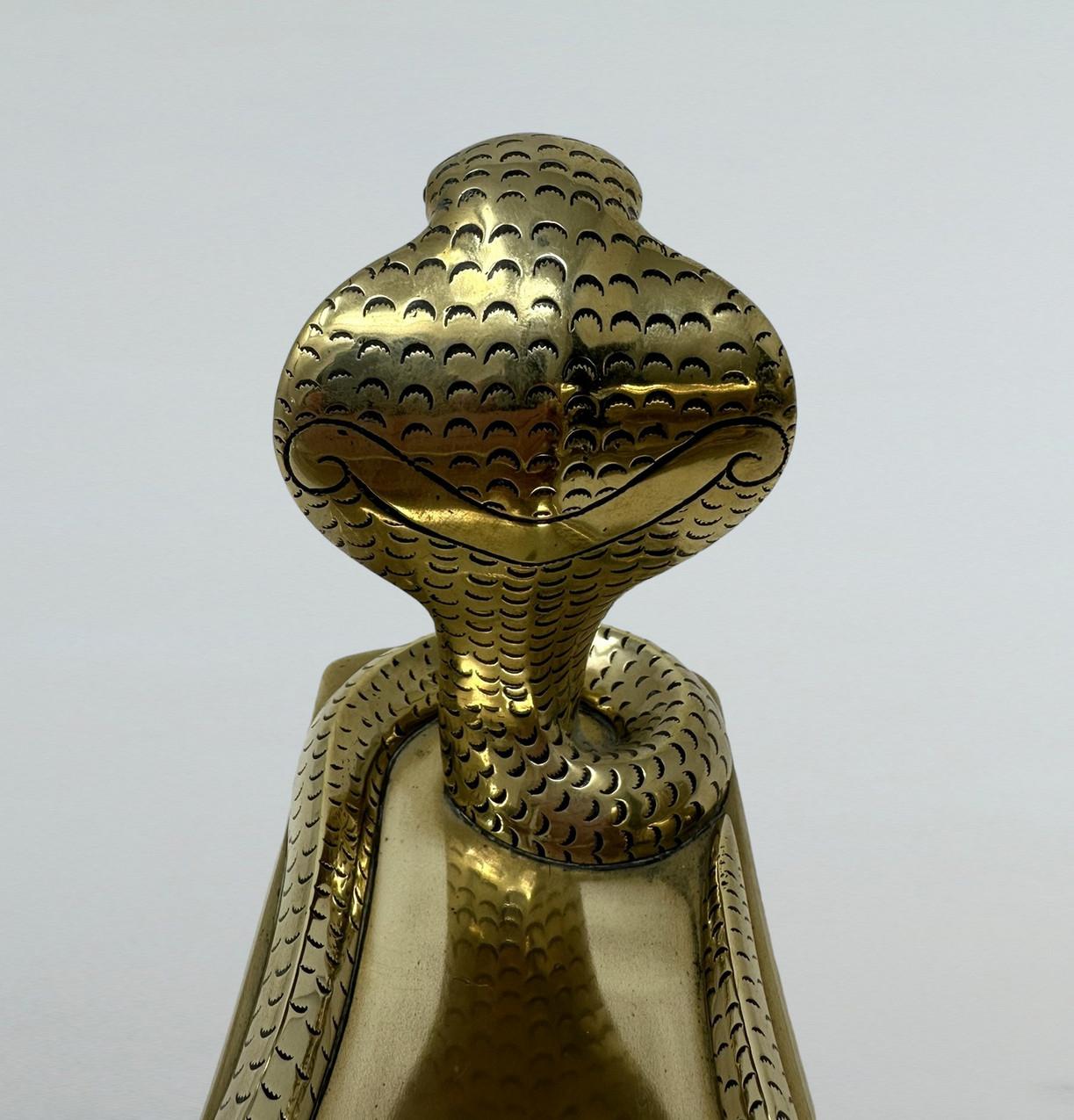 Antique Indian Victorian Brass Copper Jardiniere Centerpiece Cobra Tripod Base  4