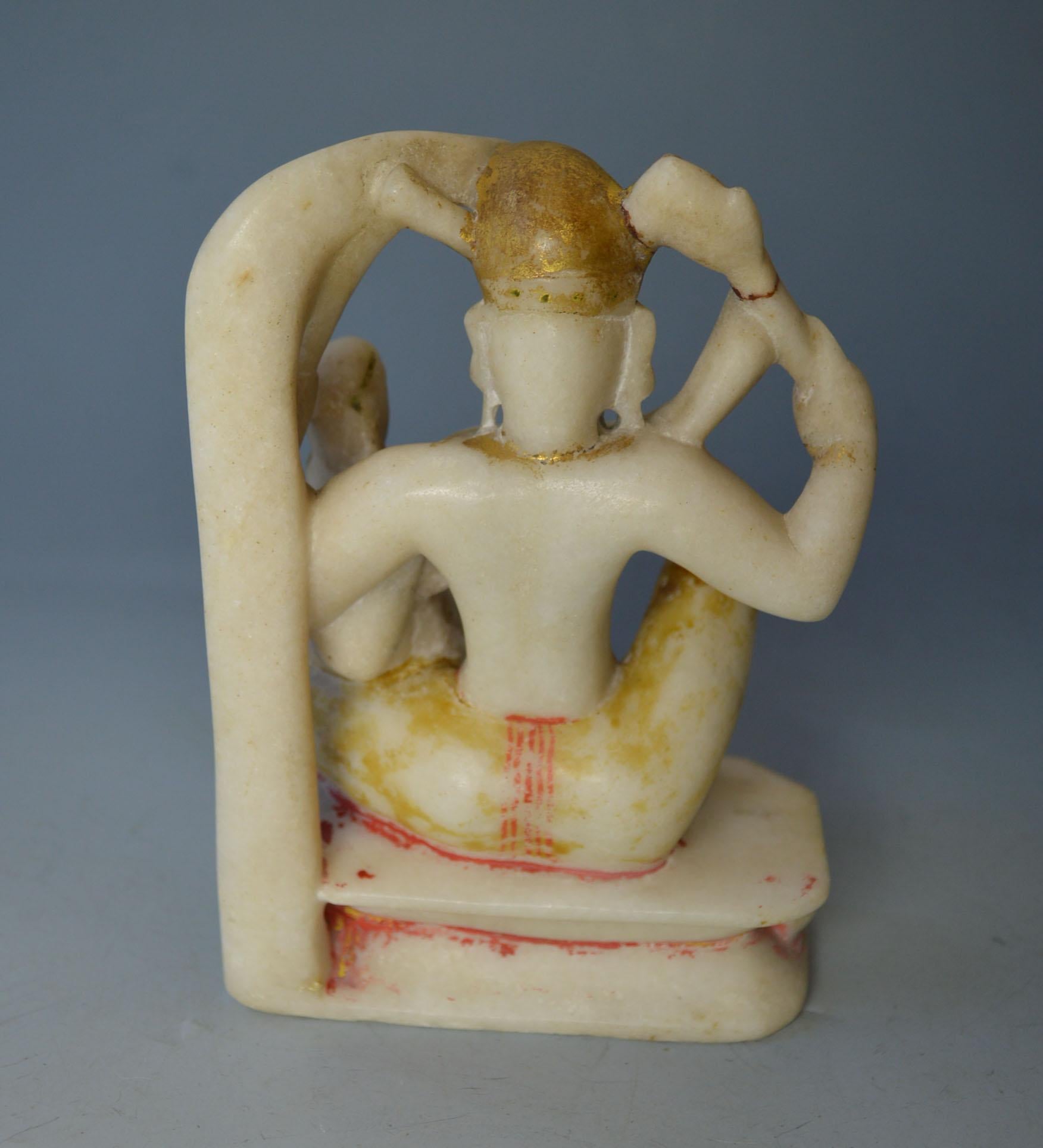 Carved Antique Indian Votive Marble Sculpture Shiva Parvati